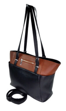 Over Earth Large Leather Tote/Shoulder Handbag/Crossbody-Black/Brown-Gently Used